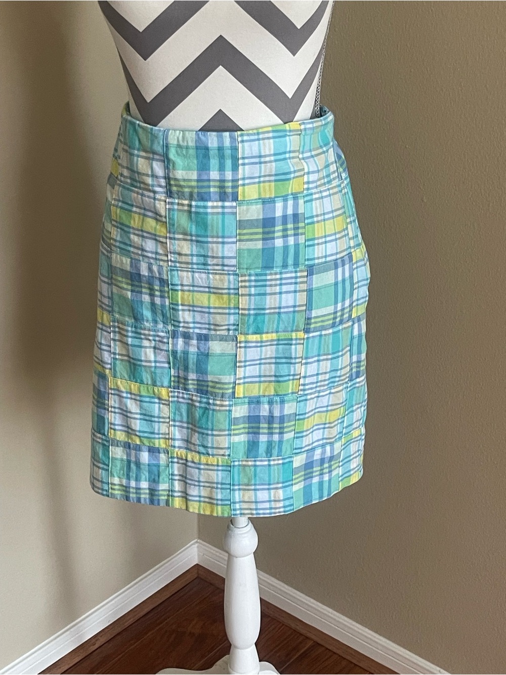 Talbots Plaid Patchwork Mini Skirt - 100% Cotton - Size: 12